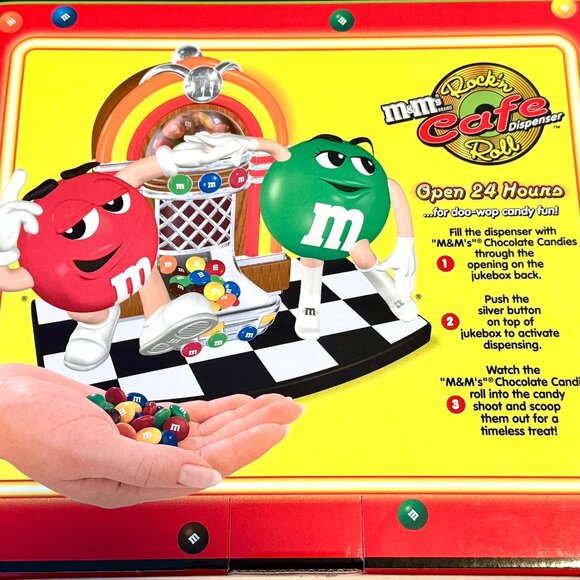 M&M's ROCK'N ROLL CAFE DISPENSER Candy M&M Red & Green Characters Minty! 1st ed. - Picture 2 of 13